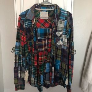Free People Patchwork Flannel Shirt